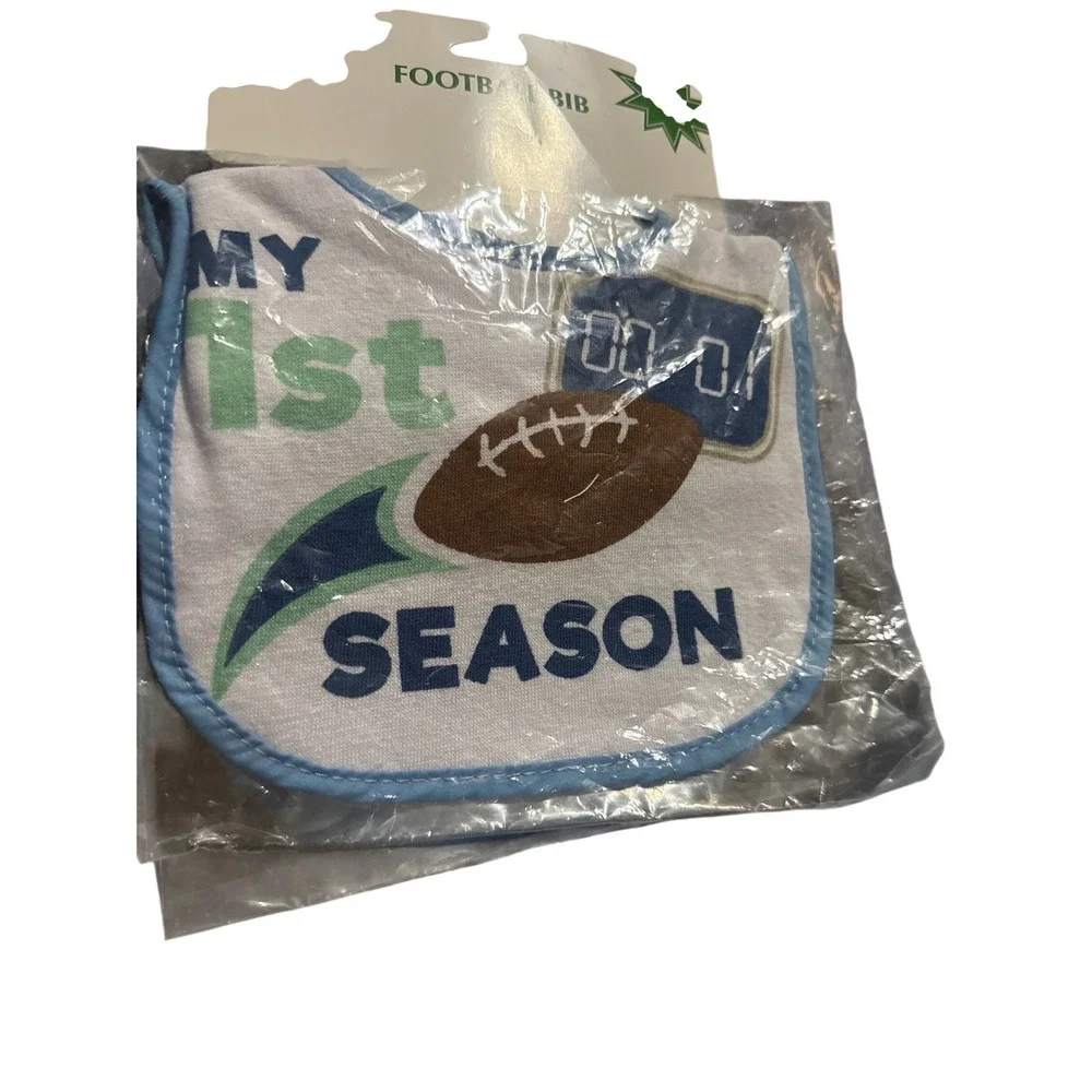 Baby Bib Football MVP My‎ First Season NFL Fan Gift Green White Blue